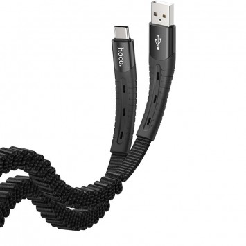 Дата кабель Hoco U78 Cotton treasure elastic Type-C (1.2М) (Чорний) - Type-C кабелі - зображення 1 