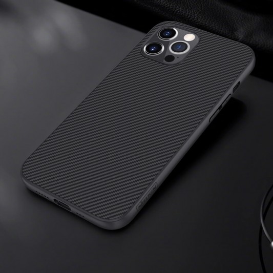 Карбонова накладка для Apple iPhone 12 Pro/12 (6.1"") - Nillkin Synthetic Fiber series (Чорний) - зображення 5 