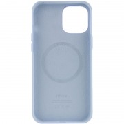 Чехол для Apple iPhone 12 Pro / 12 (6.1"") - Silicone case (AAA) full with Magsafe and Animation (Голубой / Cloud Blue)
