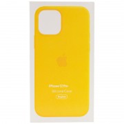 Чохол для Apple iPhone 12 Pro / 12 (6.1"") - Silicone case (AAA) full with Magsafe and Animation (Жовтий / Sunflower)
