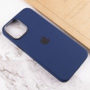 Чохол для Apple iPhone 12 Pro / 12 (6.1"") - Silicone case (AAA) full with Magsafe and Animation (Синій / Navy blue)