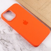 Чохол для Apple iPhone 12 Pro Max (6.7"") - Silicone case (AAA) full with Magsafe and Animation (Помаранчевий / Electric Orange)