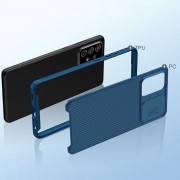 Карбоновая накладка для Samsung Galaxy A72 4G / A72 5G - Nillkin Camshield (шторка на камеру) (Синий / Blue)