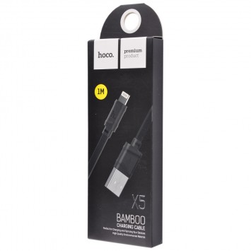Дата кабель Hoco X5 Bamboo USB to Lightning (100см) (Чорний) - Lightning - зображення 1 