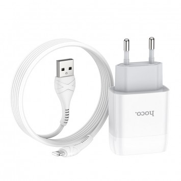 Зарядное устройство Apple iPhone Hoco C72A (1USB/2.1A) + Lightning (Белый) - Сетевые зарядные устройства (220 В) - изображение 1