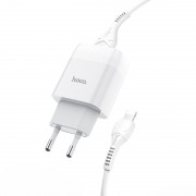 Зарядное устройство Apple iPhone Hoco C72A (1USB/2.1A) + Lightning (Белый)