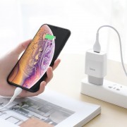 Зарядное устройство Apple iPhone Hoco C72A (1USB/2.1A) + Lightning (Белый)