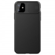 Карбоновая накладка для Apple iPhone 11 (6.1"") (шторка на камеру) - Nillkin Camshield (Черный / Black)