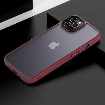 TPU+PC чехол для Apple iPhone 12 Pro / 12 (6.1"") - Metal Buttons (Бордовый) - Чехлы для iPhone 12 - изображение 1