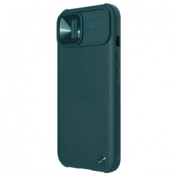 Кожаная накладка для Apple iPhone 13 (6.1"") - Nillkin Camshield Leather (шторка на камеру) (Зеленый / Green) - Чехлы для iPhone 13 - изображение 1
