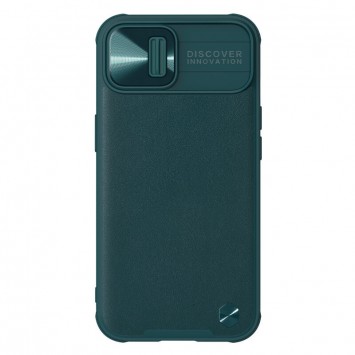 Шкіряна накладка Apple iPhone 13 (6.1"") - Nillkin Camshield Leather (шторка на камеру) (Зелений / Green) - Чохли для iPhone 13 - зображення 4 