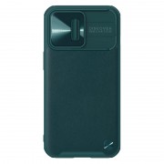 Кожаная накладка для iPhone 13 Pro - Nillkin Camshield Leather (шторка на камеру) (Зеленый / Green)