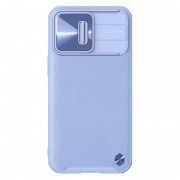 Кожаная накладка для iPhone 13 Pro - Nillkin Camshield Leather (шторка на камеру) (Сиреневый / Purple)