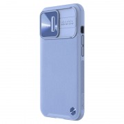 Кожаная накладка для iPhone 13 Pro - Nillkin Camshield Leather (шторка на камеру) (Сиреневый / Purple)