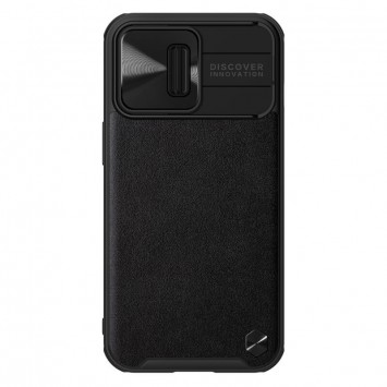 Шкіряна накладка для iPhone 13 Pro Max - Nillkin Camshield Leather (шторка на камеру) (Чорний/Black) - Чохли для iPhone 13 Pro Max - зображення 2 