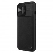 Кожаная накладка для iPhone 13 Pro Max - Nillkin Camshield Leather (шторка на камеру) (Черный / Black)