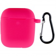 Силиконовый футляр New с карабином для наушников Airpods 1/2, Розовый / Barbie pink
