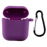 Силиконовый футляр New с карабином для наушников Airpods 1/2, Фиолетовый / Grape