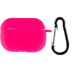 Силіконовий футляр New з карабіном для навушників Airpods Pro, Рожевий / Barbie pink