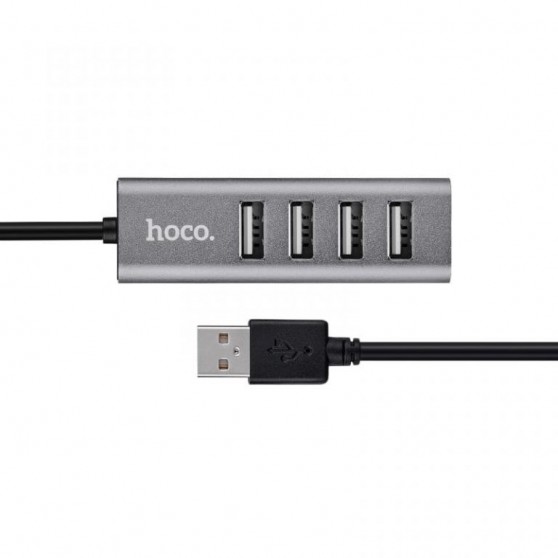 Перехідник HUB Hoco HB1 USB to USB 2.0 (4 port) (1m), Сірий