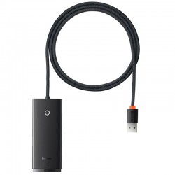 Переходник HUB Baseus Lite Series 4-Port USB-A HUB Adapter (USB-A to USB 3.0*4) 25cm (WKQX), Черный