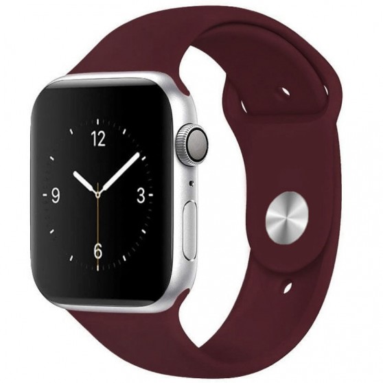 Силіконовий ремінець для Apple Watch Sport Band 42 / 44 / 45 / 49 (S/M & M/L) 3pcs, Бордовий / Dark Plum