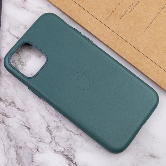 Шкіряний чохол Leather Case (AA Plus) Apple iPhone 11 Pro Max (6.5"") Pine green - зображення 6 