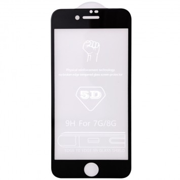 Захисне скло для iPhone SE 2 / 3 (2020 / 2022) / iPhone 8 / iPhone 7 - 5D Hard (full glue) (тех.пак), Чорний - iPhone SE 2 / 3 (2020 / 2022) / 8 / 7 - зображення 1 