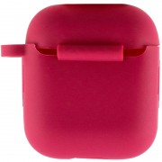Силіконовий футляр New з карабіном для навушників Airpods 1/2, Червоний / Rose Red
