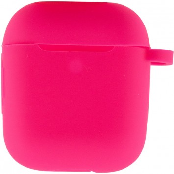 Силіконовий футляр New з карабіном для навушників Airpods 1/2, Рожевий / Barbie pink - Apple AirPods - зображення 1 