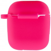 Силіконовий футляр New з карабіном для навушників Airpods 1/2, Рожевий / Barbie pink