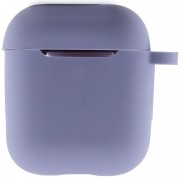 Силиконовый футляр New с карабином для наушников Airpods 1/2, Серый / Lavender Gray