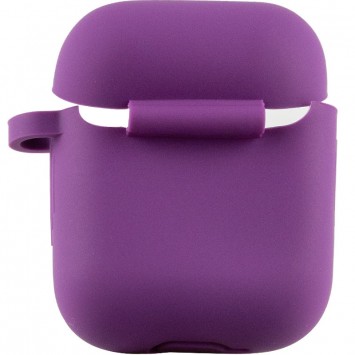 Силіконовий футляр New з карабіном для навушників Airpods 1/2, Фіолетовий / Grape - Apple AirPods - зображення 2 