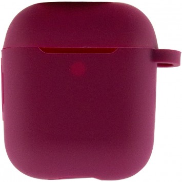 Силіконовий футляр New з карабіном для навушників Airpods 1/2, Бордовий / Maroon - Apple AirPods - зображення 1 