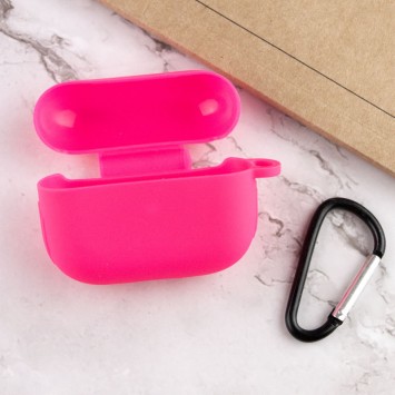 Силіконовий футляр New з карабіном для навушників Airpods Pro, Рожевий / Barbie pink - Apple AirPods - зображення 2 