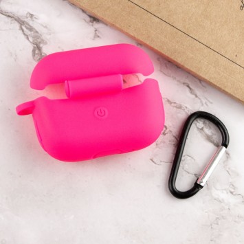 Силіконовий футляр New з карабіном для навушників Airpods Pro, Рожевий / Barbie pink - Apple AirPods - зображення 3 