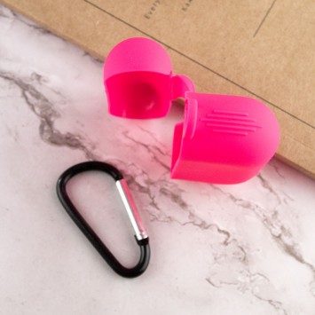Силіконовий футляр New з карабіном для навушників Airpods Pro, Рожевий / Barbie pink - Apple AirPods - зображення 4 