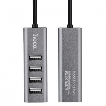 Перехідник HUB Hoco HB1 USB to USB 2.0 (4 port) (1m), Сірий - Кабелі / Перехідники - зображення 1 