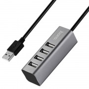 Переходник HUB Hoco HB1 USB to USB 2.0 (4 port) (1m), Серый