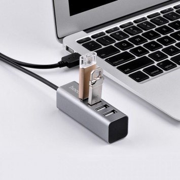 Перехідник HUB Hoco HB1 USB to USB 2.0 (4 port) (1m), Сірий - Кабелі / Перехідники - зображення 3 