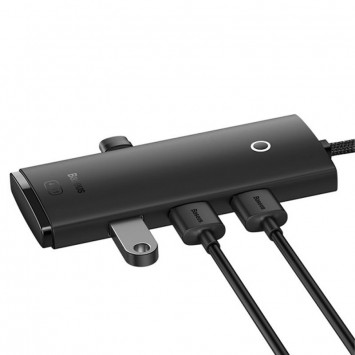 Перехідник HUB Baseus Lite Series 4-Port USB-A HUB Adapter (USB-A to USB 3.0*4) 25cm (WKQX), Чорний - Кабелі / Перехідники - зображення 1 