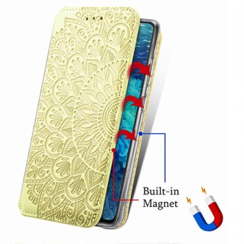 Кожаный чехол книга GETMAN Mandala (PU) для Xiaomi Redmi Note 10 / Note 10s, Желтый - Чехлы для Xiaomi Redmi Note 10 - изображение 4