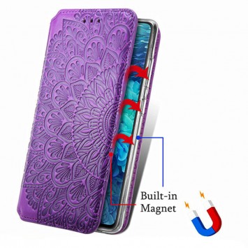 Кожаный чехол книга GETMAN Mandala (PU) для Xiaomi Redmi Note 10 / Note 10s, Фиолетовый - Чехлы для Xiaomi Redmi Note 10 - изображение 3