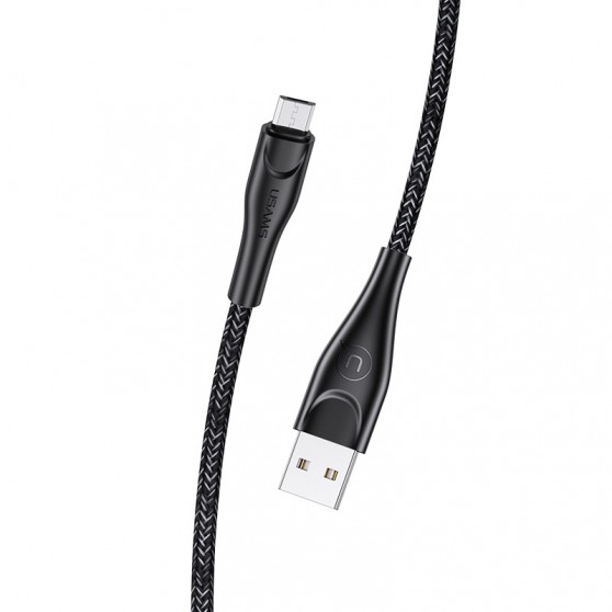 Дата кабель Usams US-SJ396 U41 Micro Braided Data and Charging Cable 2m, Чорний