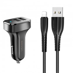 Зарядное устройство Usams C13 2.1A Dual USB + U35 Lightning cable (1m), Черный