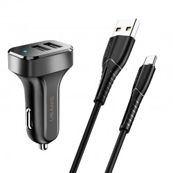 Зарядний пристрій Usams C13 2.1A Dual USB + U35 Type-C cable (1m), Чорний
