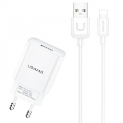 Зарядний пристрій USAMS T21 Charger kit - T18 USB + Uturn Lightning cable, Білий
