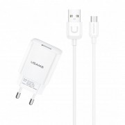 Зарядний пристрій USAMS T21 Charger kit - T18 single USB + Uturn MicroUSB cable, Білий