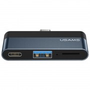 Перехідник HUB Usams US-SJ491 Type-C Mini Hub (Type-C + USB + Micro SD), Темно-сірий
