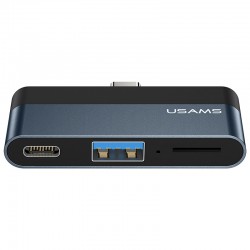 Переходник HUB Usams US-SJ491 Type-C Mini Hub (Type-C+USB+Micro SD), Темно-серый